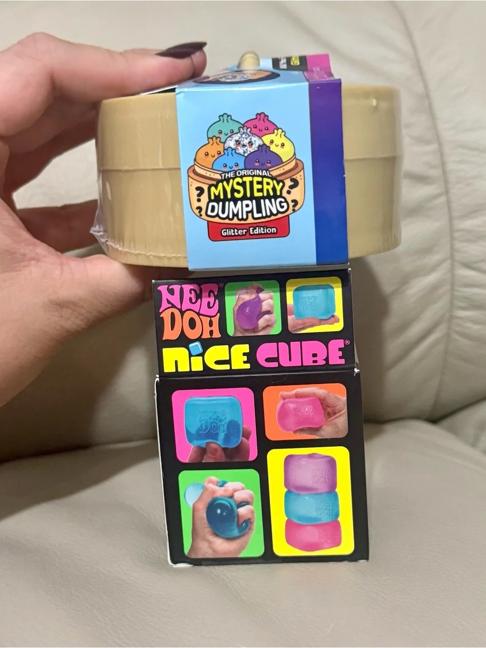 NeeDoh BLUE Nice Cube & RMS Crazy Fun Mystery Dumpling Glitter Edition Sealed!
